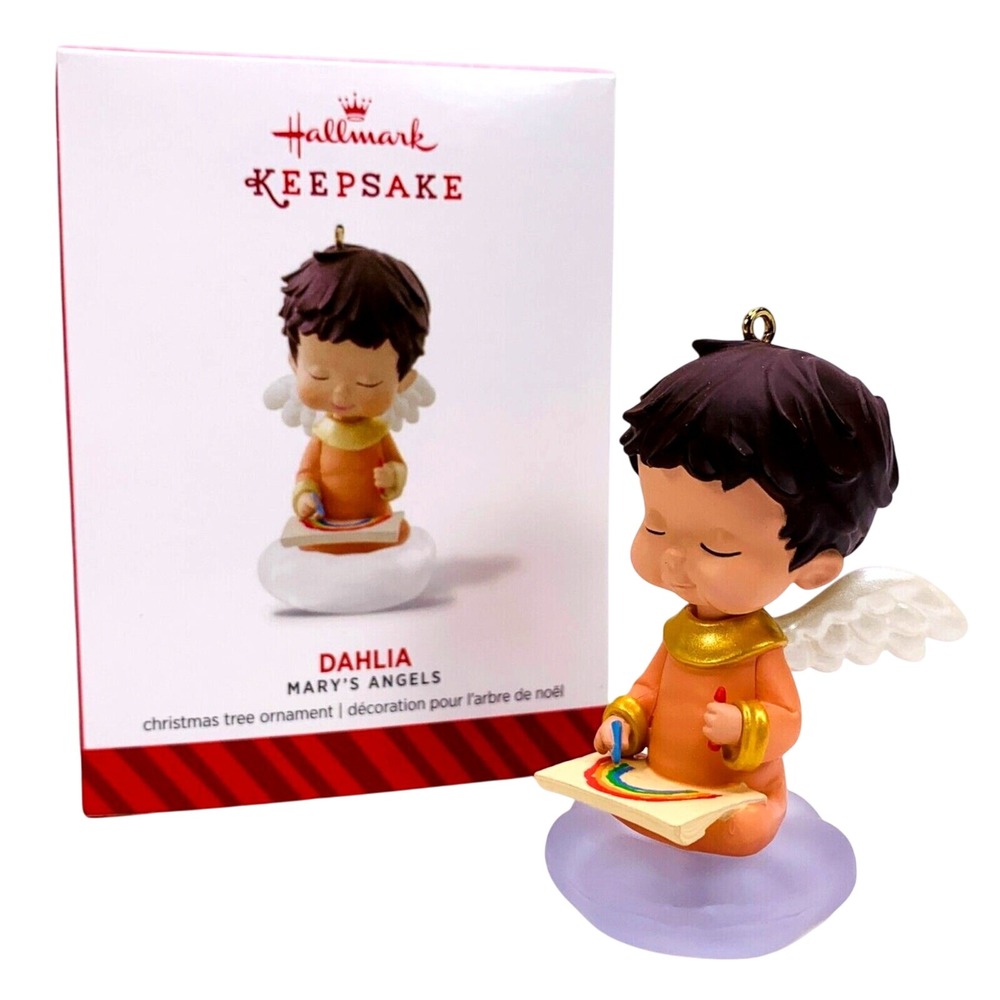 Hallmark Mary's Angels DAHLIA Keepsake Ornament 2014 Series #27 Orange Rainbow
